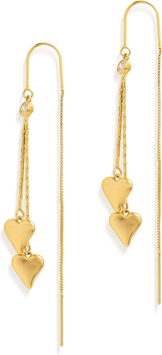 Sonateomber Gold Long Chain Threader Earrings for Women - Fashion Statement Drop Dangle Thread Earrings Jewelry Gift