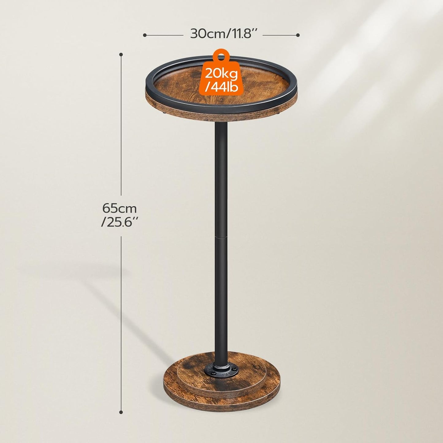 Small Round Side Table, Drink Table, Coffee Martini Table with Pedestal Accent