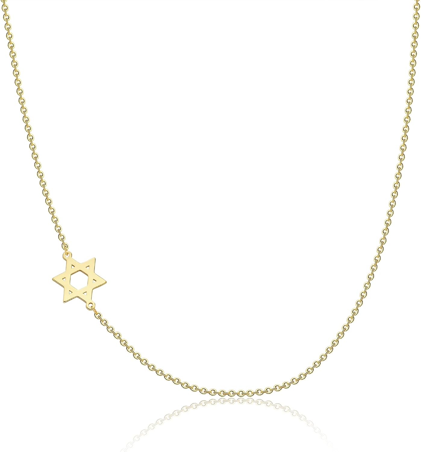 ASCOMY Dainty Gold Pendant Necklace 14k Gold Plated Delicate Tiny Love Heart Star CZ Leaf Pendant Necklace Simple Necklaces Everyday Jewelry for Women
