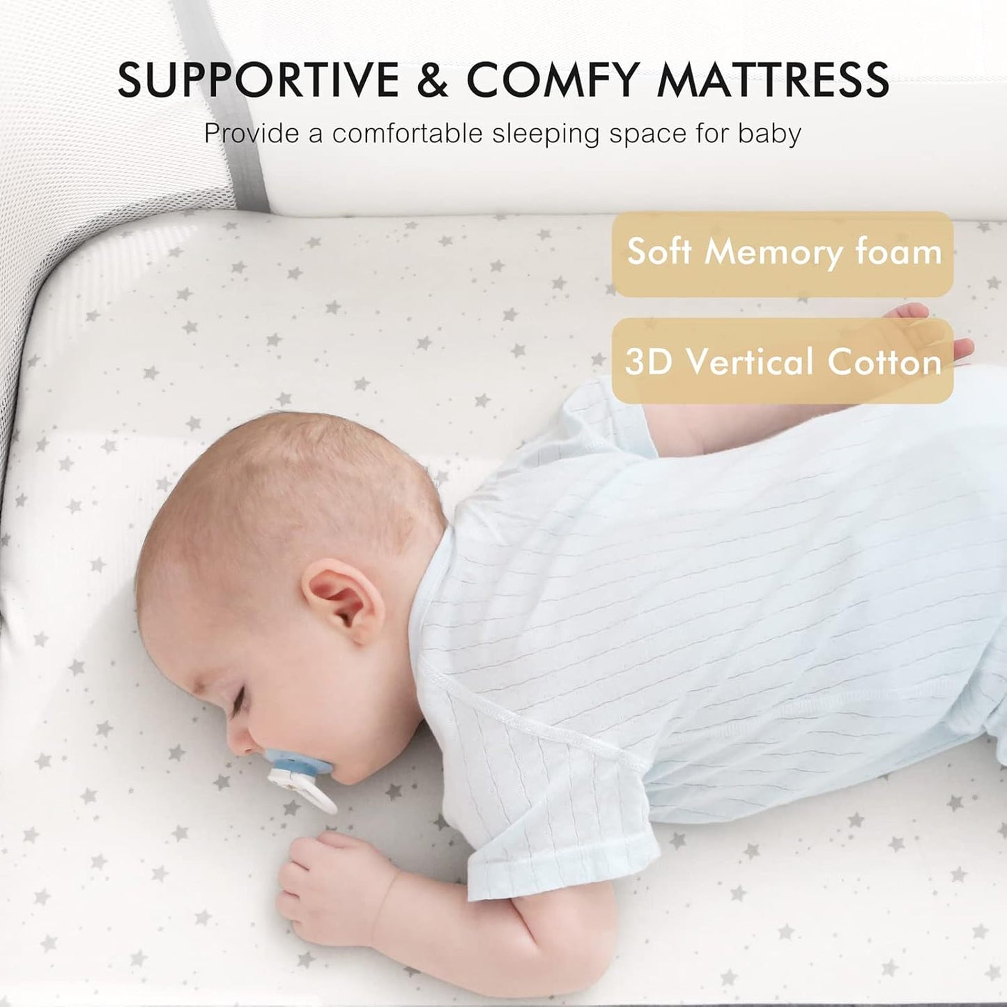 for Newborn 3 in 1 Baby Bassinet, Bedside Bassinet for Baby, Rocking Bassinet with Comfy Mattress and Wheels