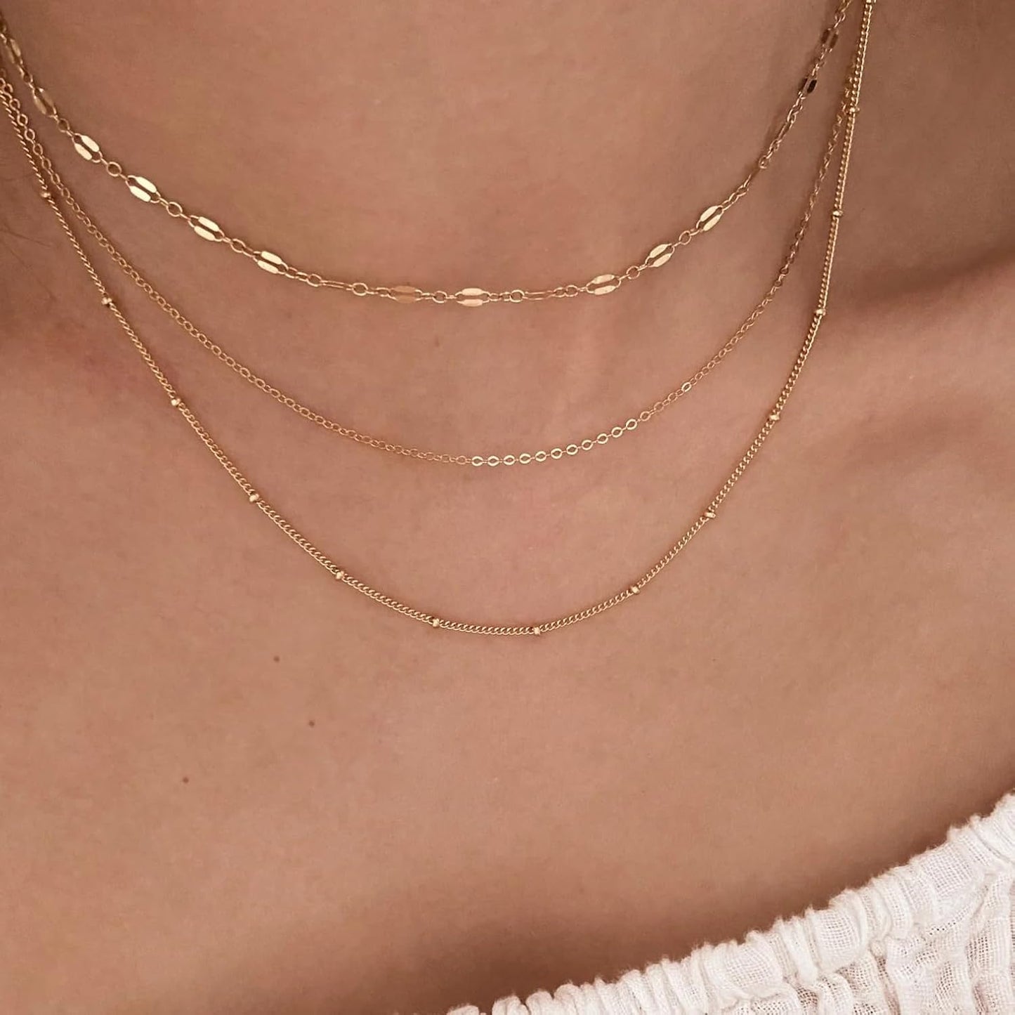Waterproof Gold Necklace Set: 18K Gold Plated Stainless Steel, Non-Tarnish Layered Chains For Women, Dainty Stackable Jewelry Gift