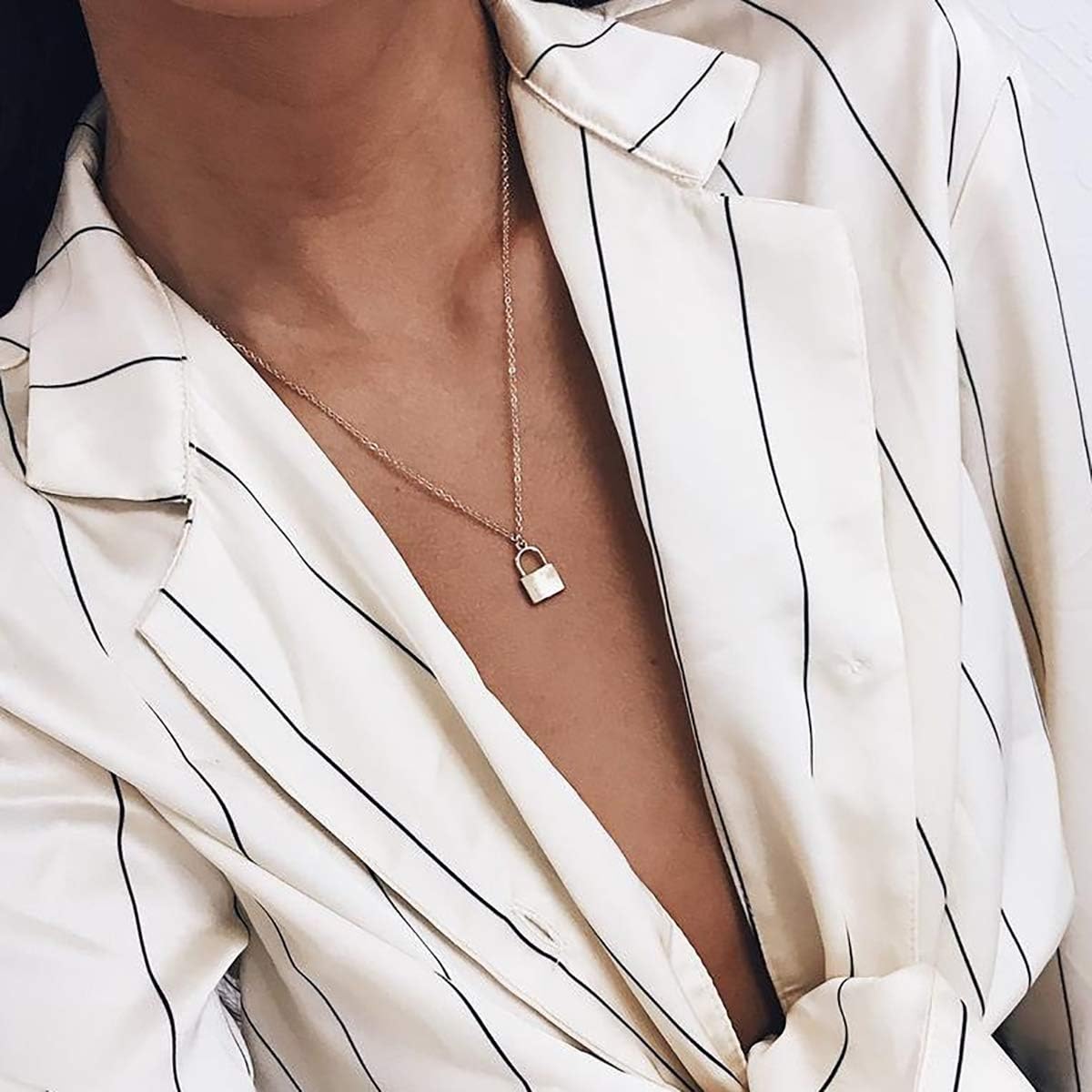 Dainty Initial Necklace: 18K Gold Plated Letter Padlock Pendant - Minimalist Personalized Jewelry for Her