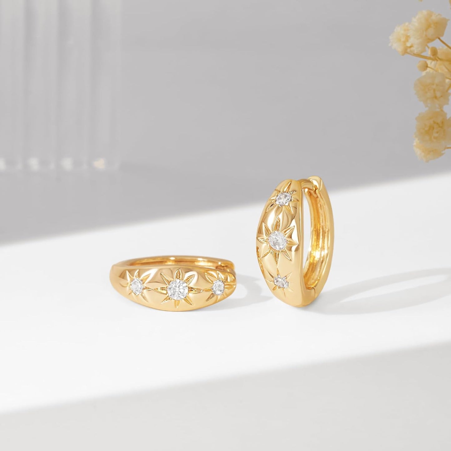 Cubic Zirconia Huggie Earrings 14k Gold Plated Tiny Earrings Small Huggie Hoop Earrings Simple Lightweight Hoops Gift for Women