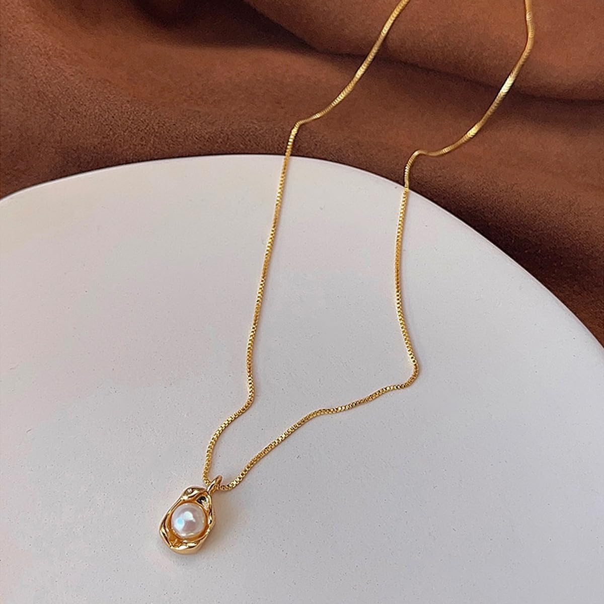 14K Gold Freshwater Pearl Necklace - 6mm Cultured Pearl Pendant