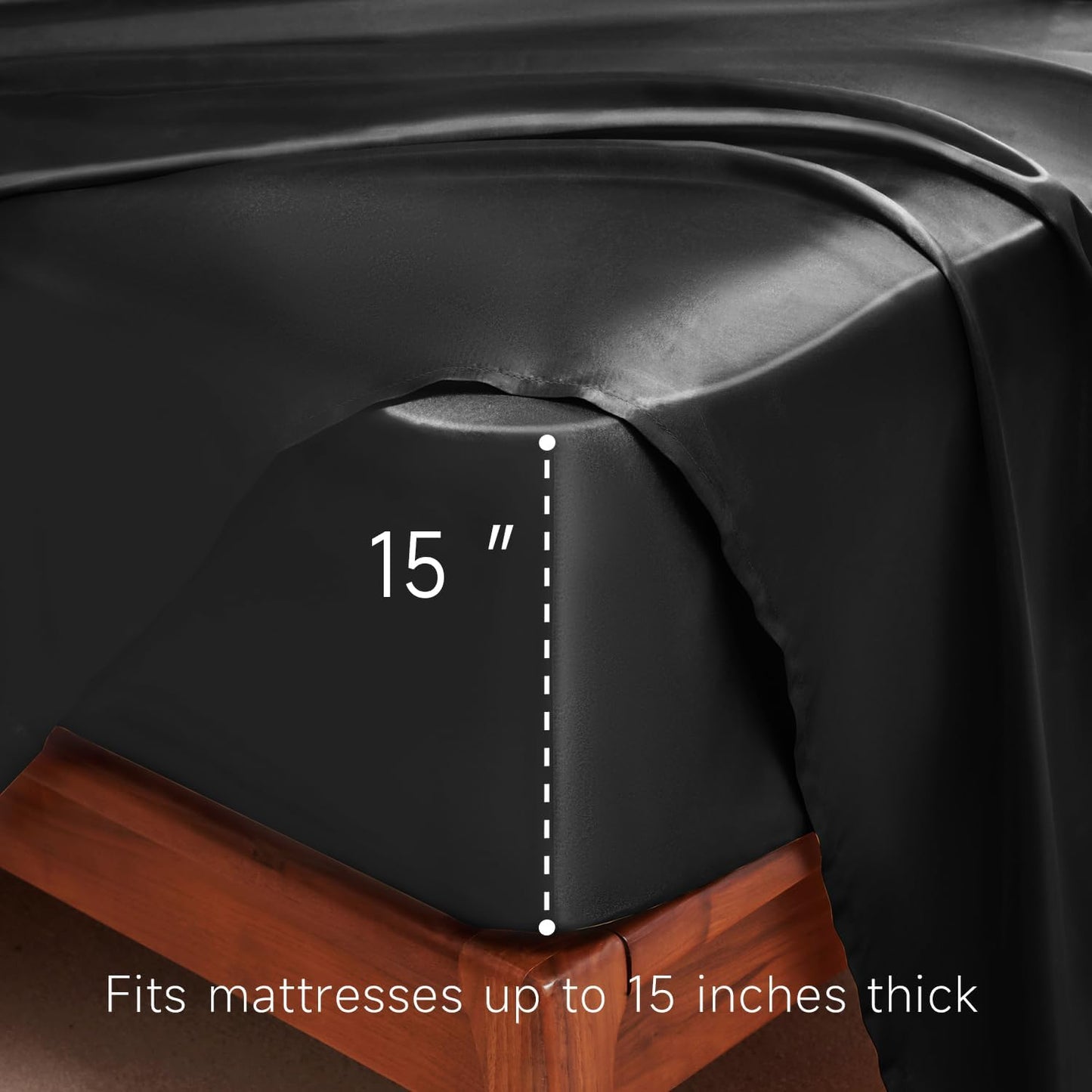 Satin Sheets Full Size - 4 count Luxury Silky Soft Bed Sheets, Wrinkle-Free Black Satin Silk Sheet Set