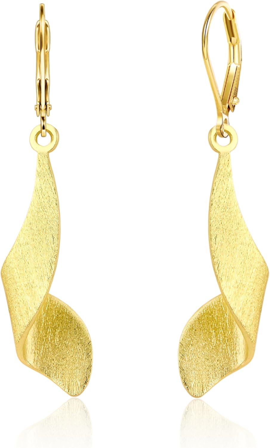 925 Sterling Silver Twisted Dangle Earrings for Women Hypoallergenic Handmade Earrings Spiral Leverback14k Gold Plated
