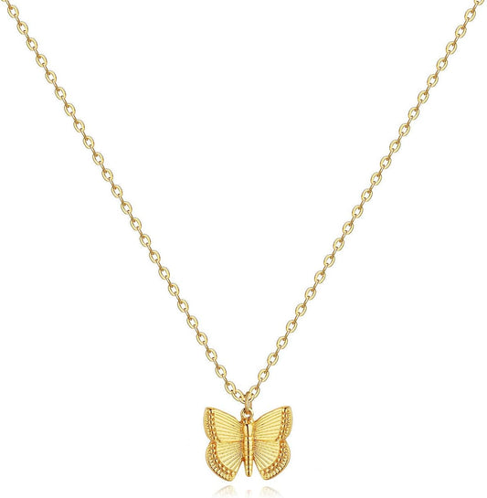 14K Gold Butterfly Necklace - Dainty Animal Pendant Chain for Women, Everyday Luxury Jewelry