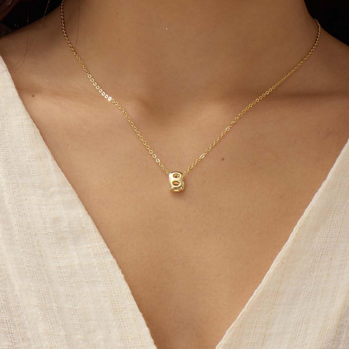 Personalized Initial Necklace - Dainty Bubble Letter Pendant In Gold/Silver, Non-Tarnish Fashion Jewelry Gift For Women & Teens