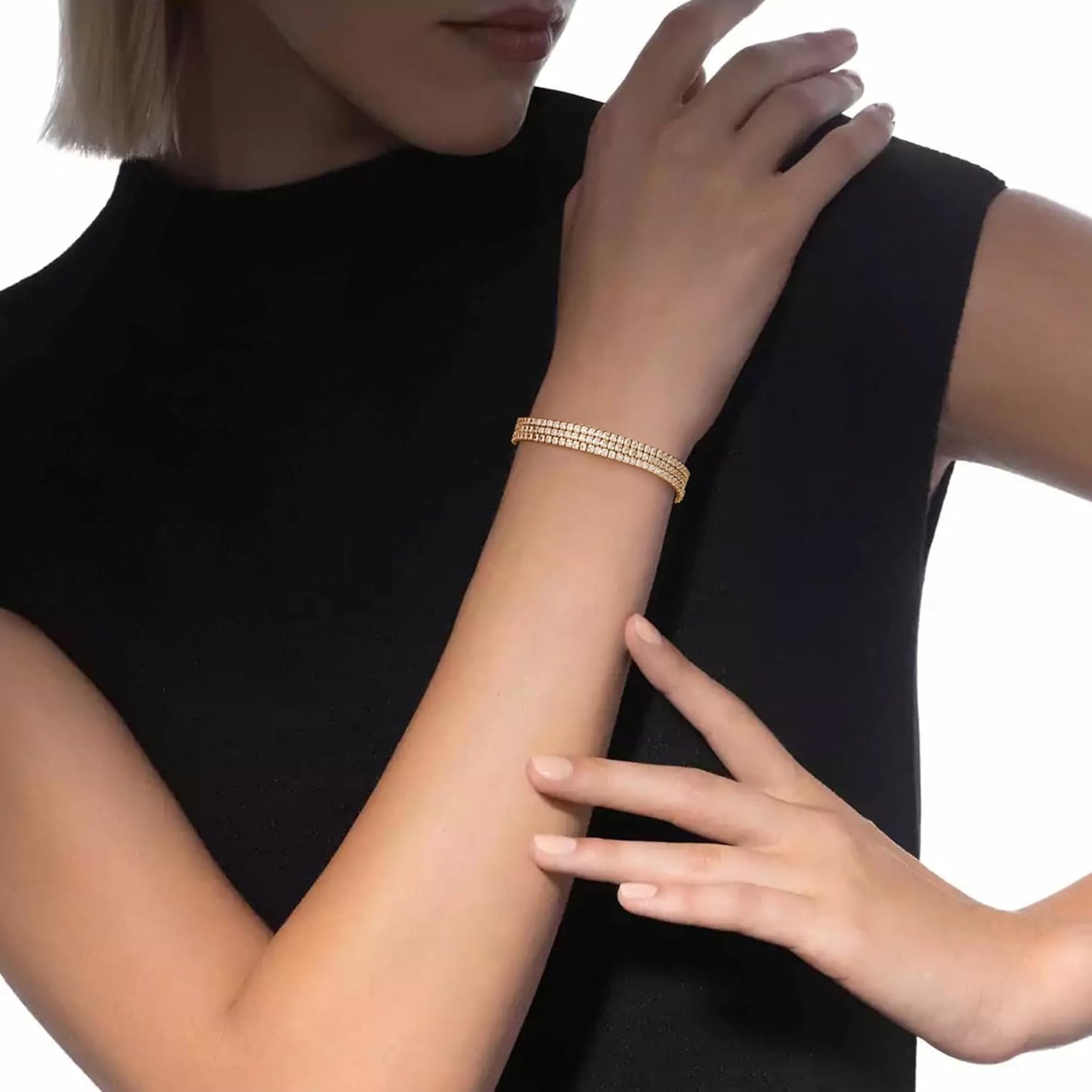 14K Gold Plated Tennis Bracelet for Women – Classic CZ Link Design, Fits 6.0"–7.2" Wrists – Stylish Sparkling Jewelry Gift