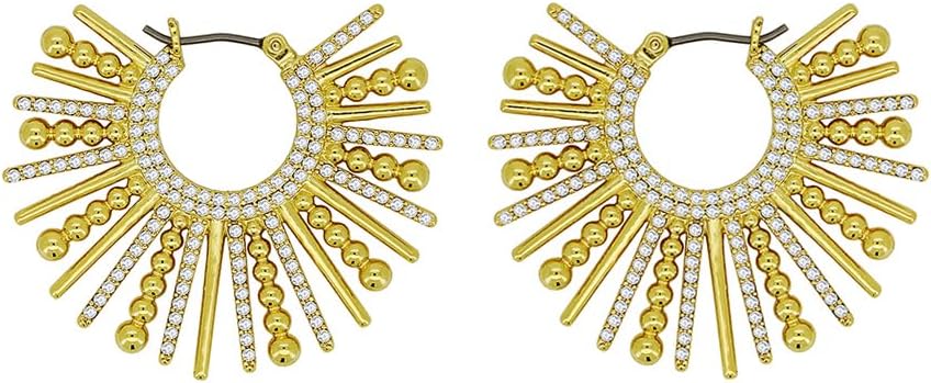 14K Gold Plated Triple Huggie Illusion Stud Earrings | Double Huggie Hoop Earrings for One Hole | Gold Hoop Earrings for Women