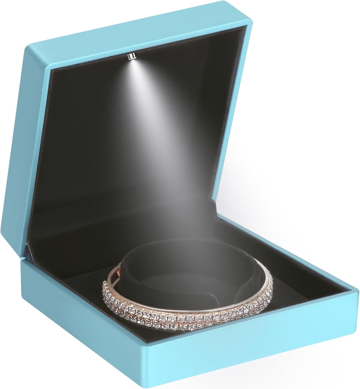 Luxury LED Light Jewelry Bangle Box Storage Case Organizer Holder for Wedding, Engagement, Proposal