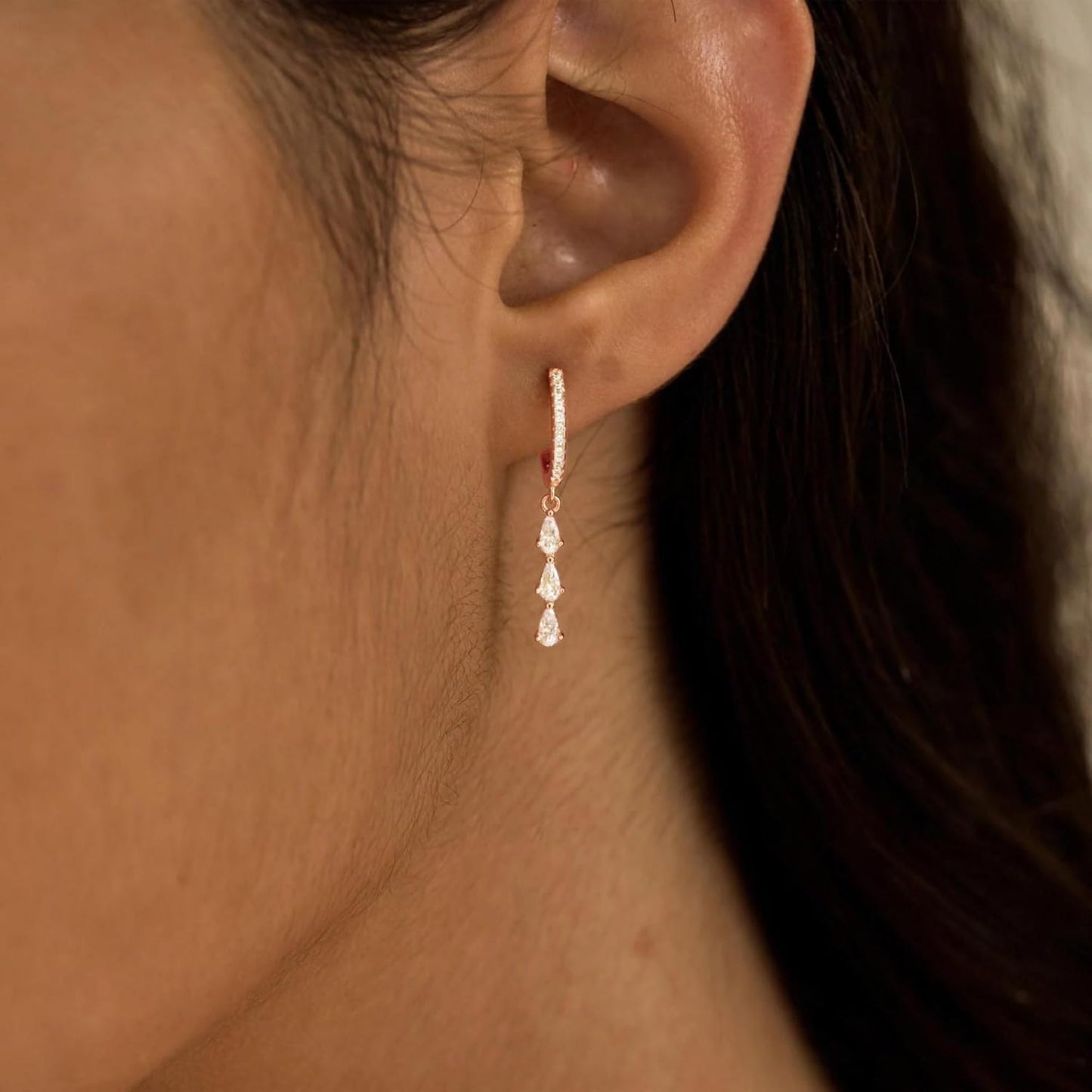 14K Gold Plated Butterfly Dangle Earrings for Women - Dainty, Trendy, CZ Drop Earrings - Simple Long Dangling Jewelry
