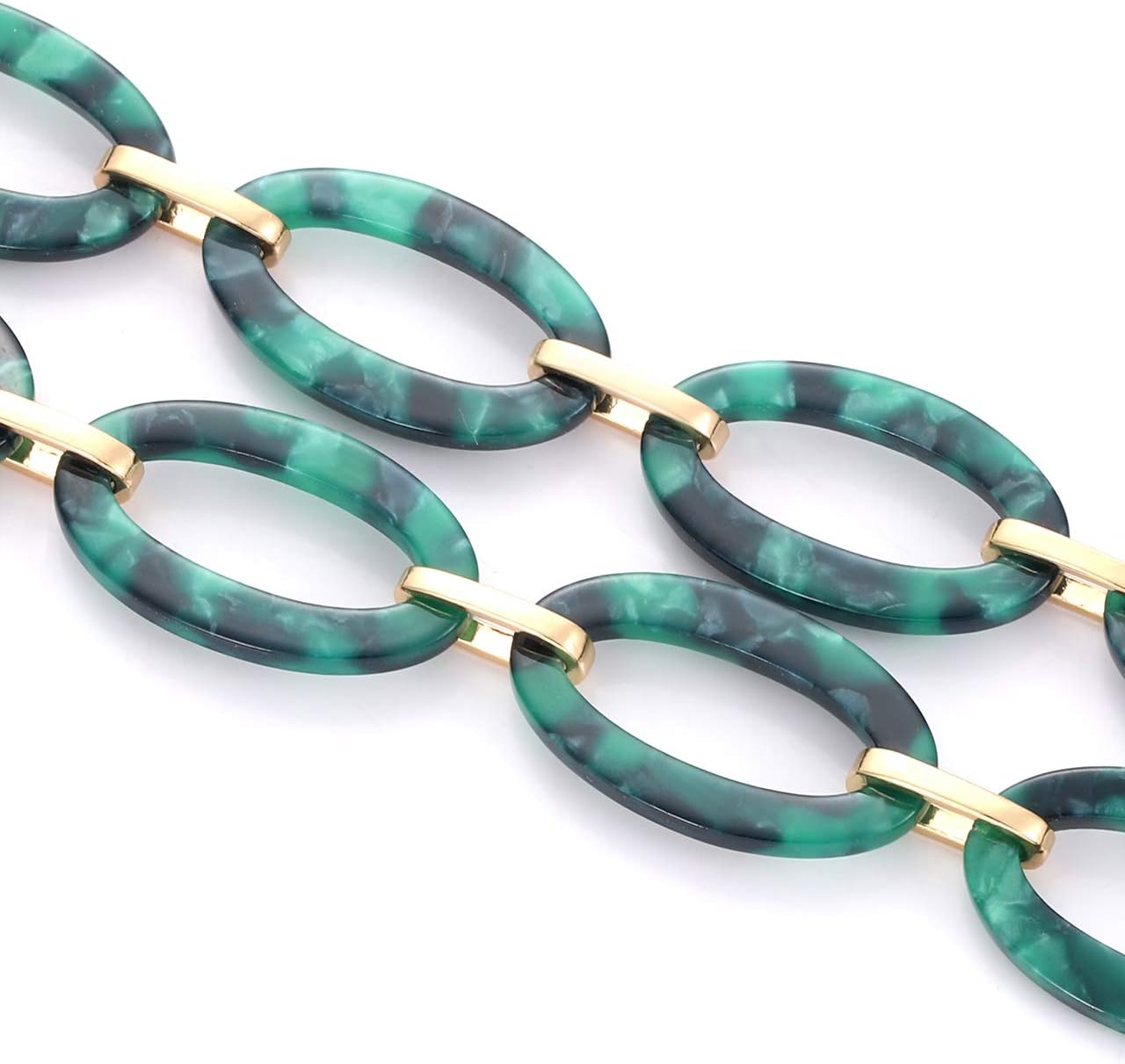 Leopard Print Necklace, Tortoise Acrylic & Metal Link Choker Collar for Women