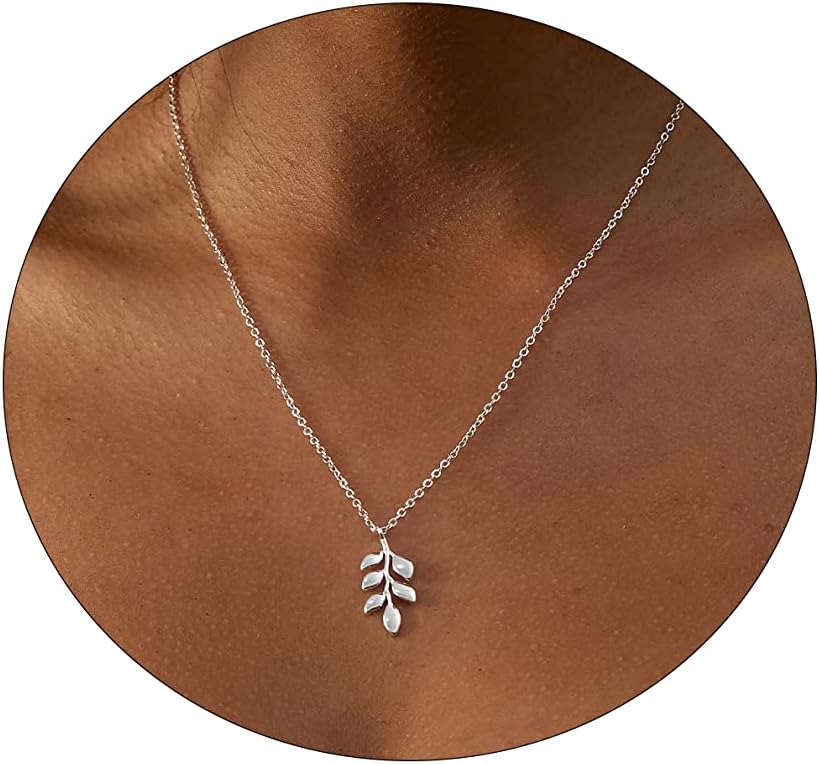 Dainty Gold Necklace - 14K Gold Plated Heart, Star & CZ Leaf Pendant, Everyday Minimalist Jewelry for Women