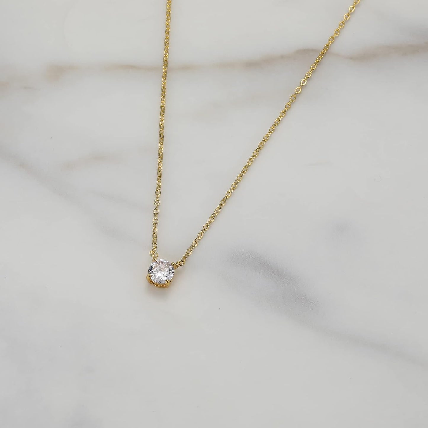 Diamond Choker Necklace for Women: Dainty 14K Gold/Sterling Silver Gold Plated CZ Jewelry, Trendy Gift