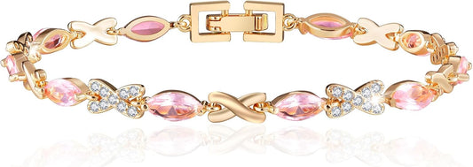 Eternity Bracelet Blue Cubic Zirconia, Sapphire Bracelet, 18K Gold Plated Hypoallergenic Bracelets -7.48inch/190mm