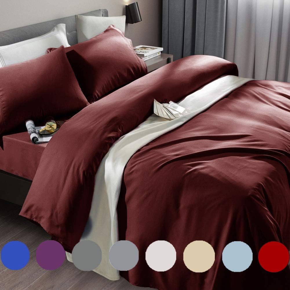 Bed Sheet Set Super Soft Microfiber Fit 18-24 Inch Deep Pocket Mattress Wrinkle-6 count (Dark Grey, Queen)