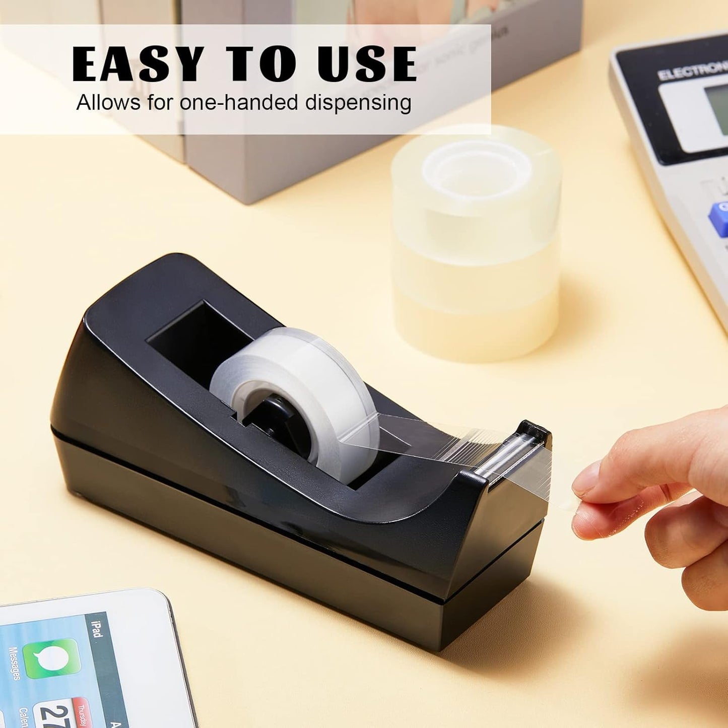 OMOMMD 10 Pack Desktop Tape Dispensers Non Skid Base for Office Home School (Tape Not Included) (Black)