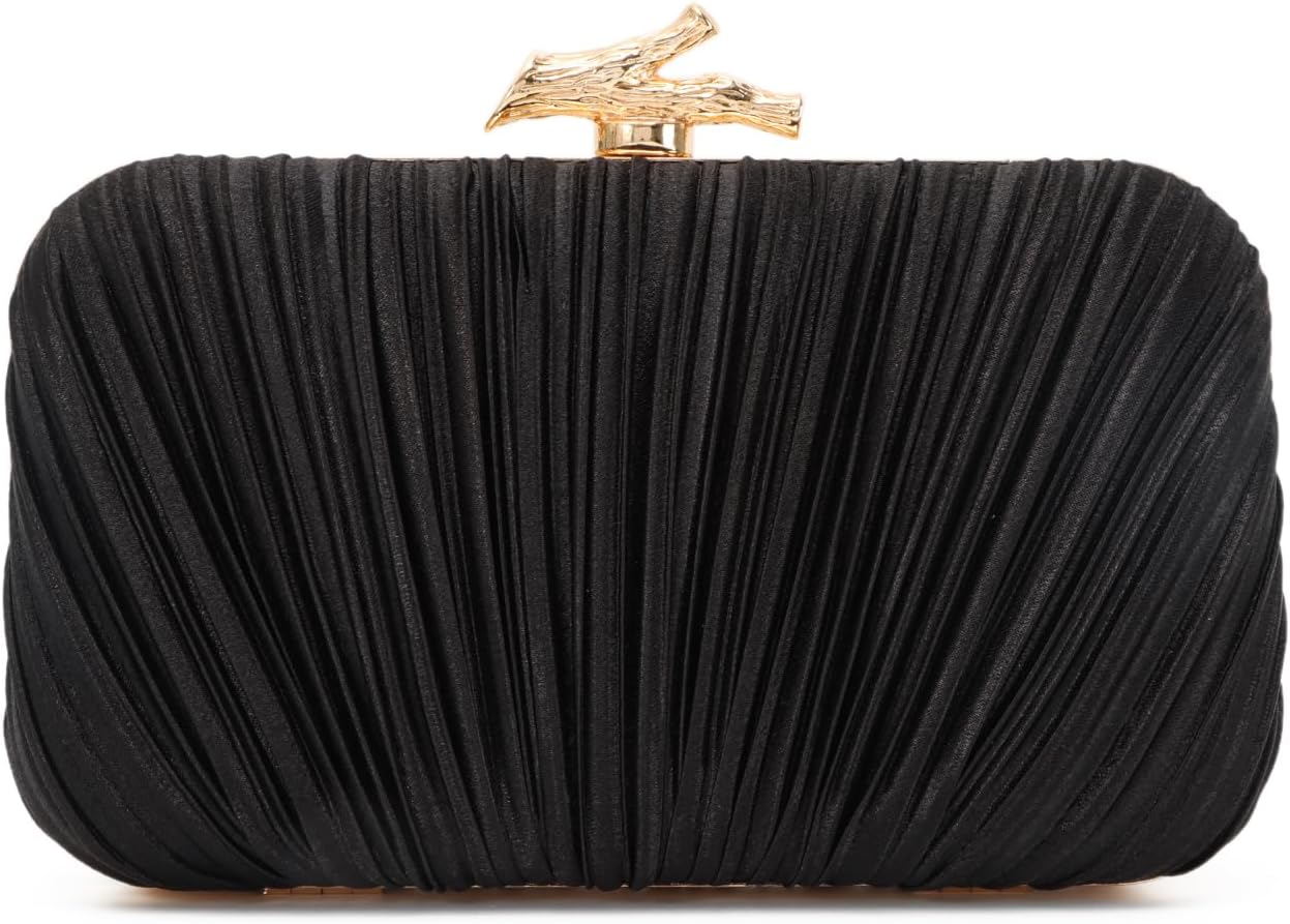 Clutch Purses for Women Evening Bag Pleated Clutch Bag with Chain for Wedding Party