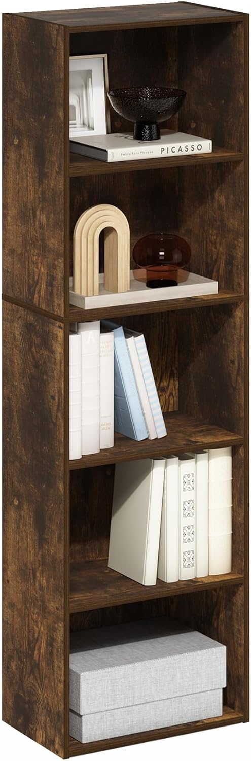 Book Shelf, 5-Tier Bookshelf, Bookcase, 9.4" x 15.8" x 52", for Living Room, Bedroom, Home Office