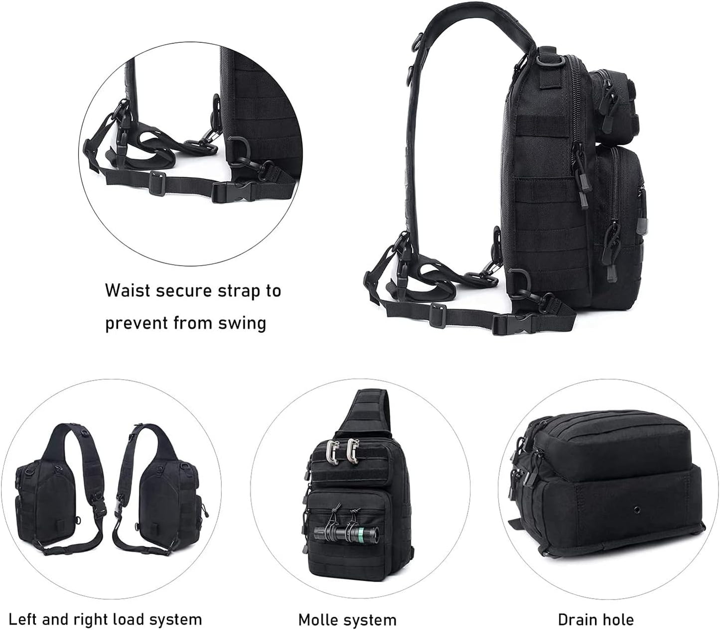 Tactical Sling Bag Pack Military Rover Shoulder Sling Backpack Molle Range Bags  Day PackBag