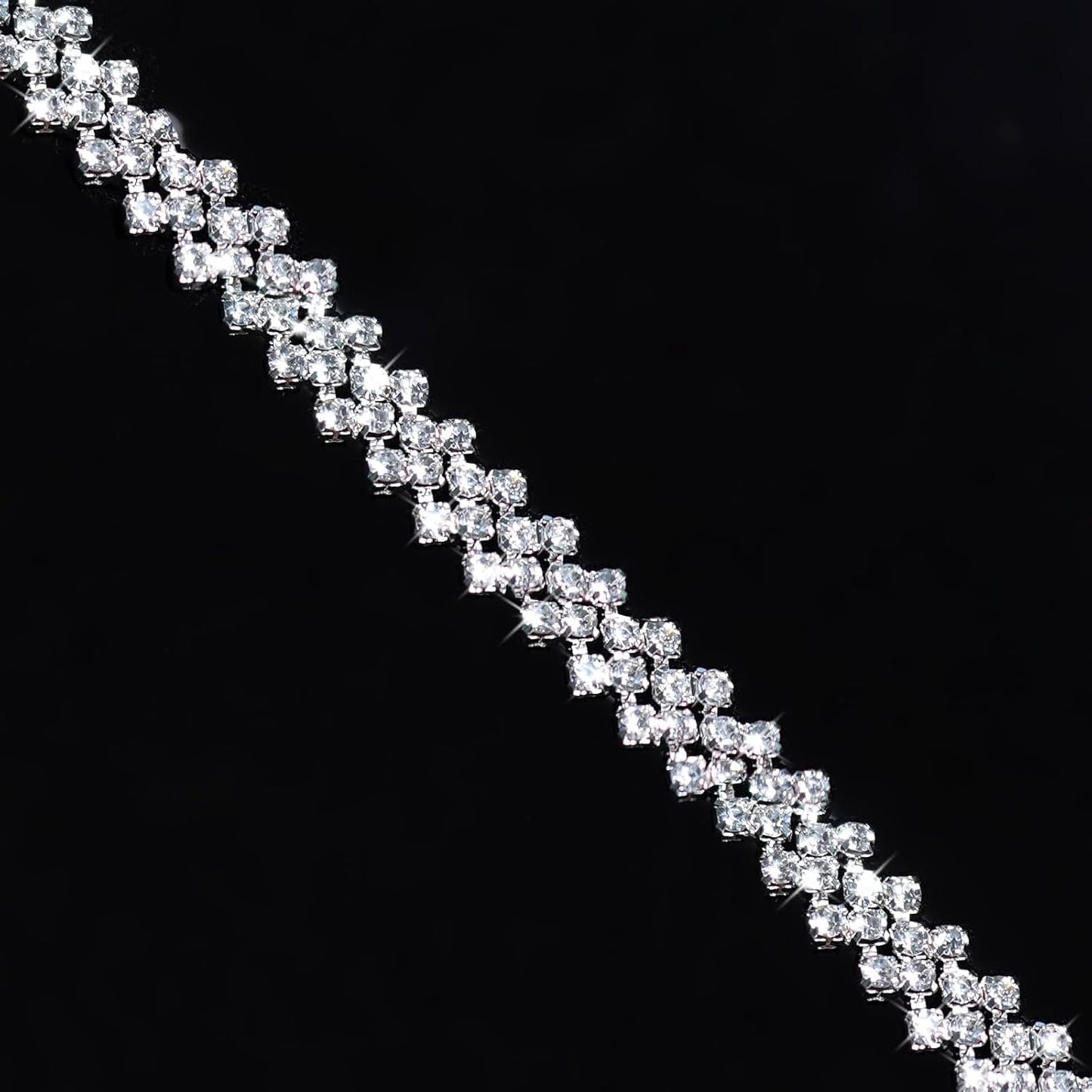 Silver Rhinestone Choker Necklace for Women, Sparkly Crystal Diamond Choker for Party Prom Wedding Jewelry Accessories