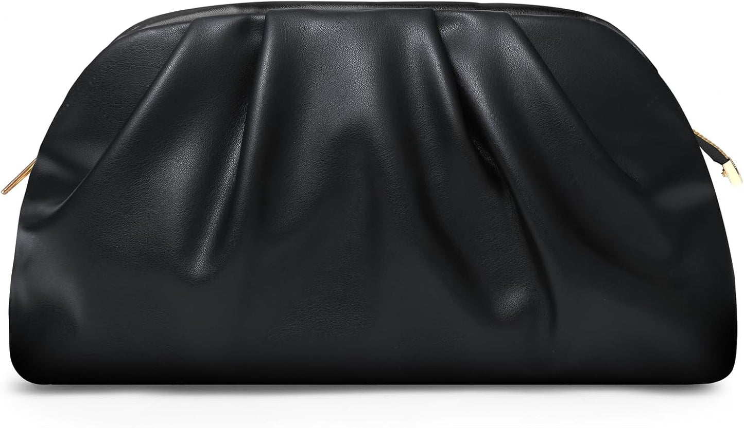 Clutch Purse for Women Soft Pleated PU Wedding Clutch, Elegant Evening Bag for Galas, Proms,Cocktail Parties