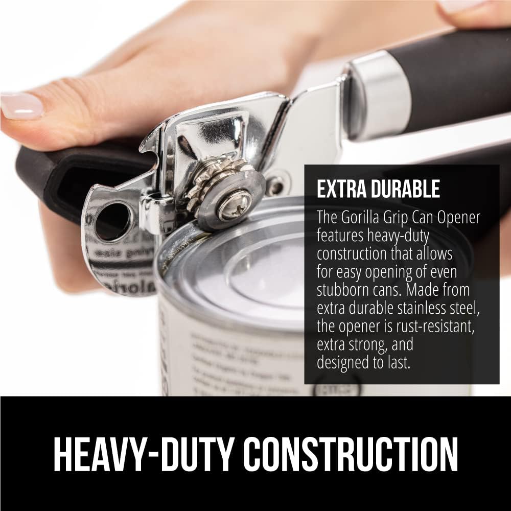 Heavy Duty Stainless Steel Smooth Edge Manual Can Opener and Bottle Openers, Soft Comfortable Handle