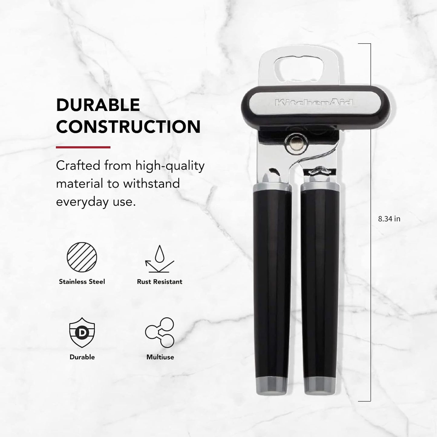Multifunction Can Opener and Bottle Opener Easy to Use, Razor Sharp Stainless Steel Cutting Wheel, Soft Ergonomic Handles