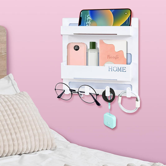 Floating Shelves for Bedside Shelf Accessories Organizer, Wall Mount Self Stick On,  Bedside Wall Organizer