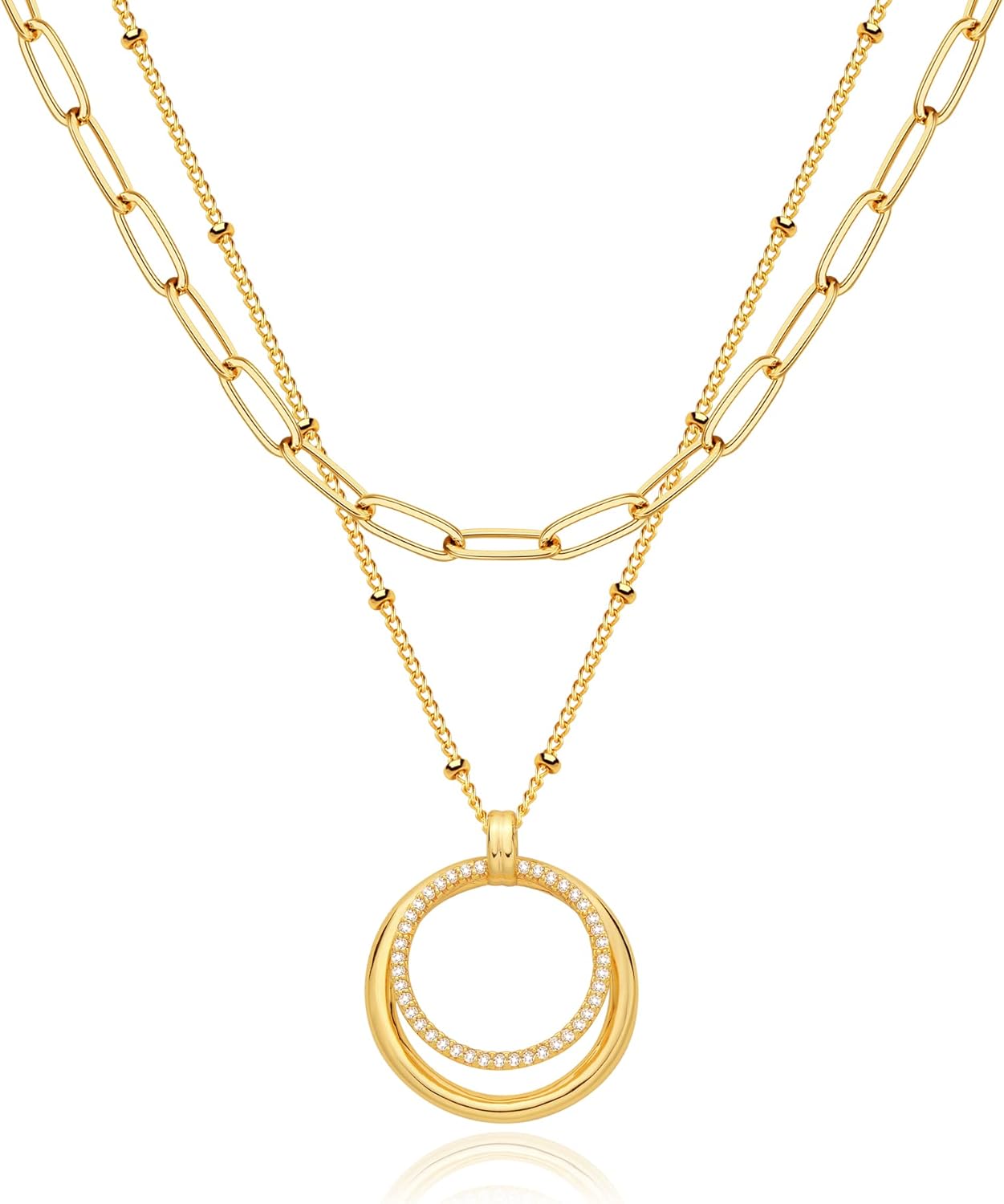 Layered Heart Necklace, Handmade 18K Gold Plated Dainty Choker With Arrow Bar Pendant for Women