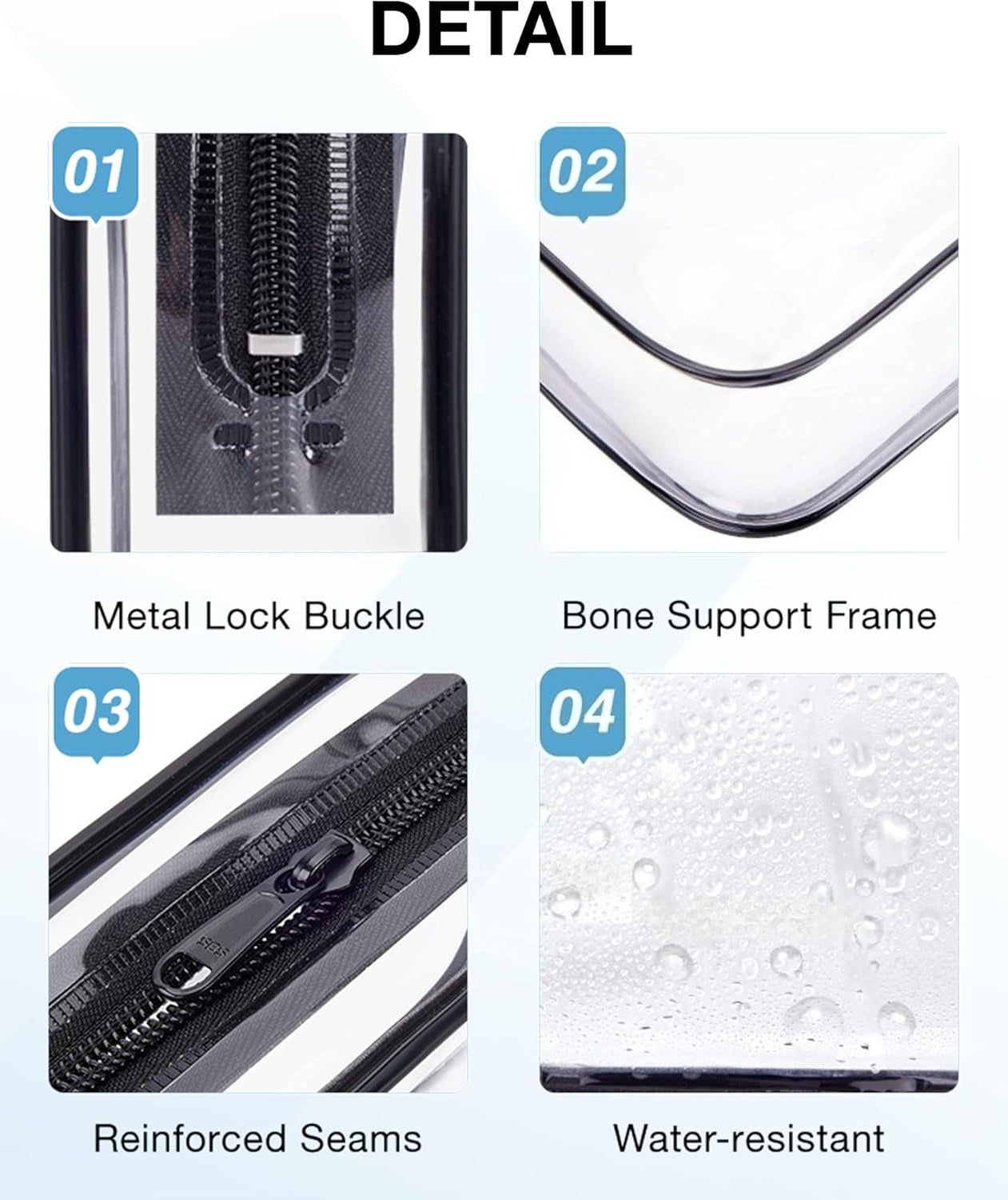 Clear Toiletry Bag, 2 Pack Toiletry Bag Carry on Travel Accessories Bag  Airline Bags Water Repellent
