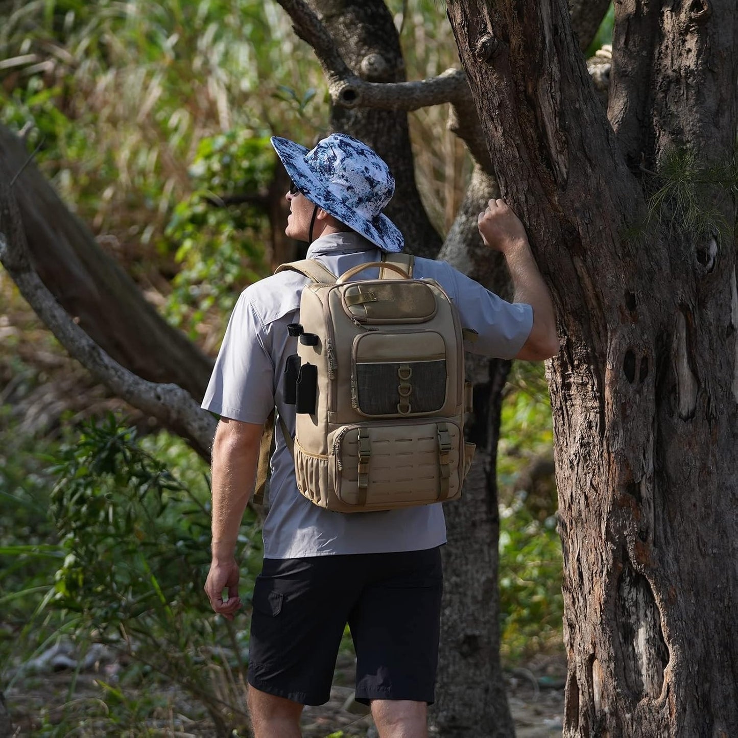 Fishing Tackle Backpack with Rod Holder 4 Tackle Boxes, Storage Fishing Gear and Equipment
