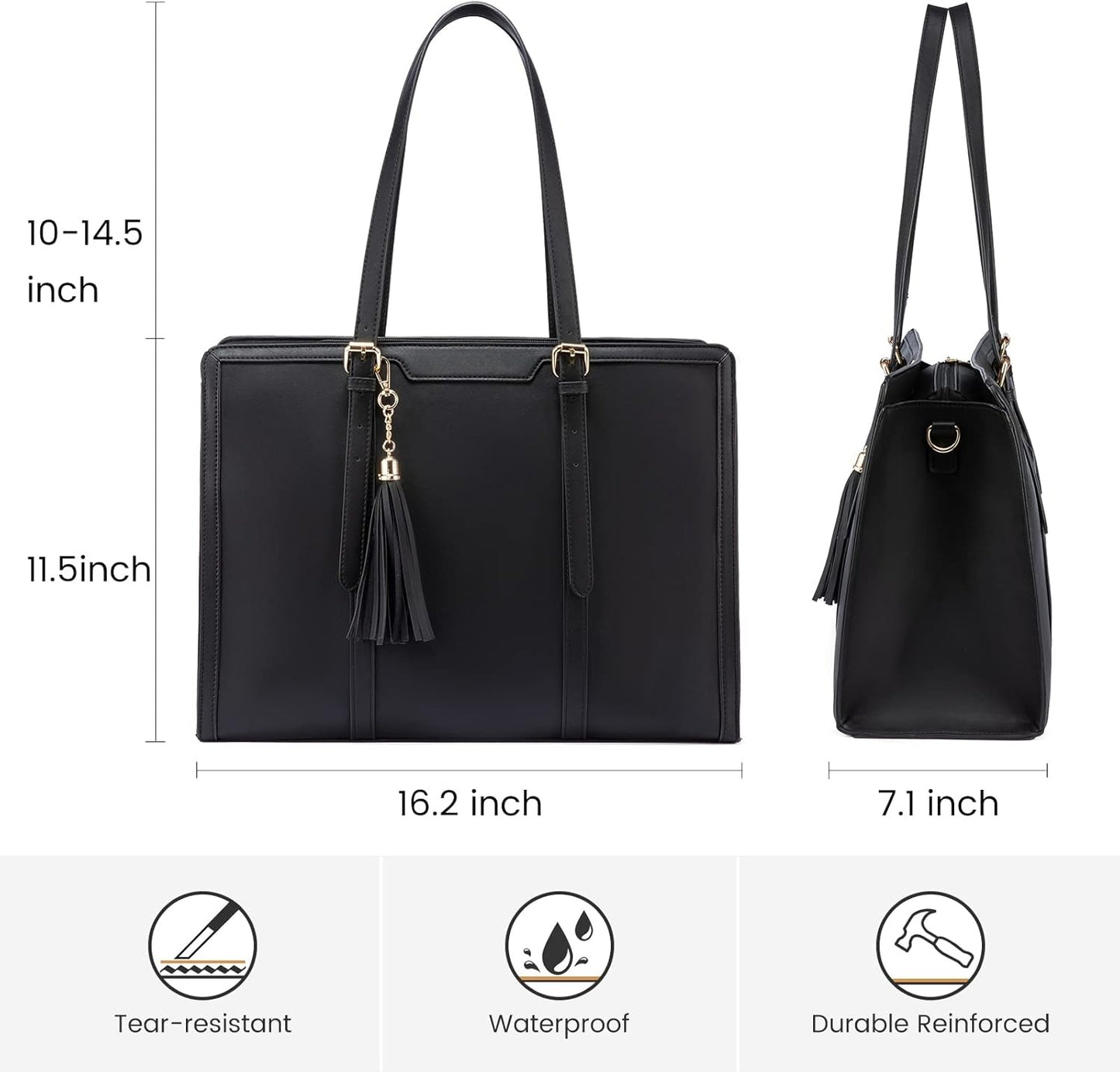 Women 15.6 inch Lightweight PU Laptop Tote Bag, Large Capacity Computer for Business, Work, Office, Travel
