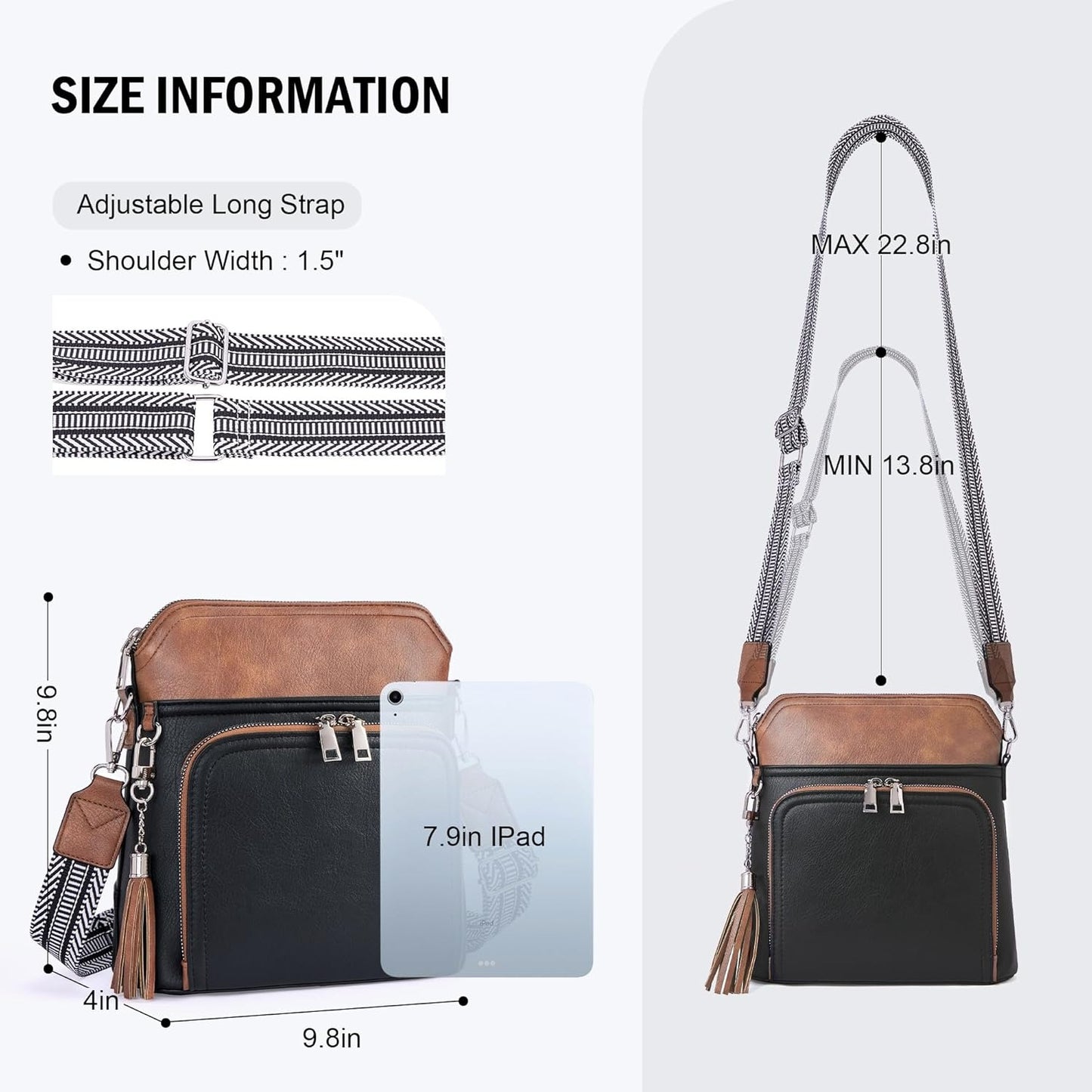 Crossbody Purse for Women Vegan Leather Medium Crossbody Wallet Bag for Travel Women Shoulder Handbags