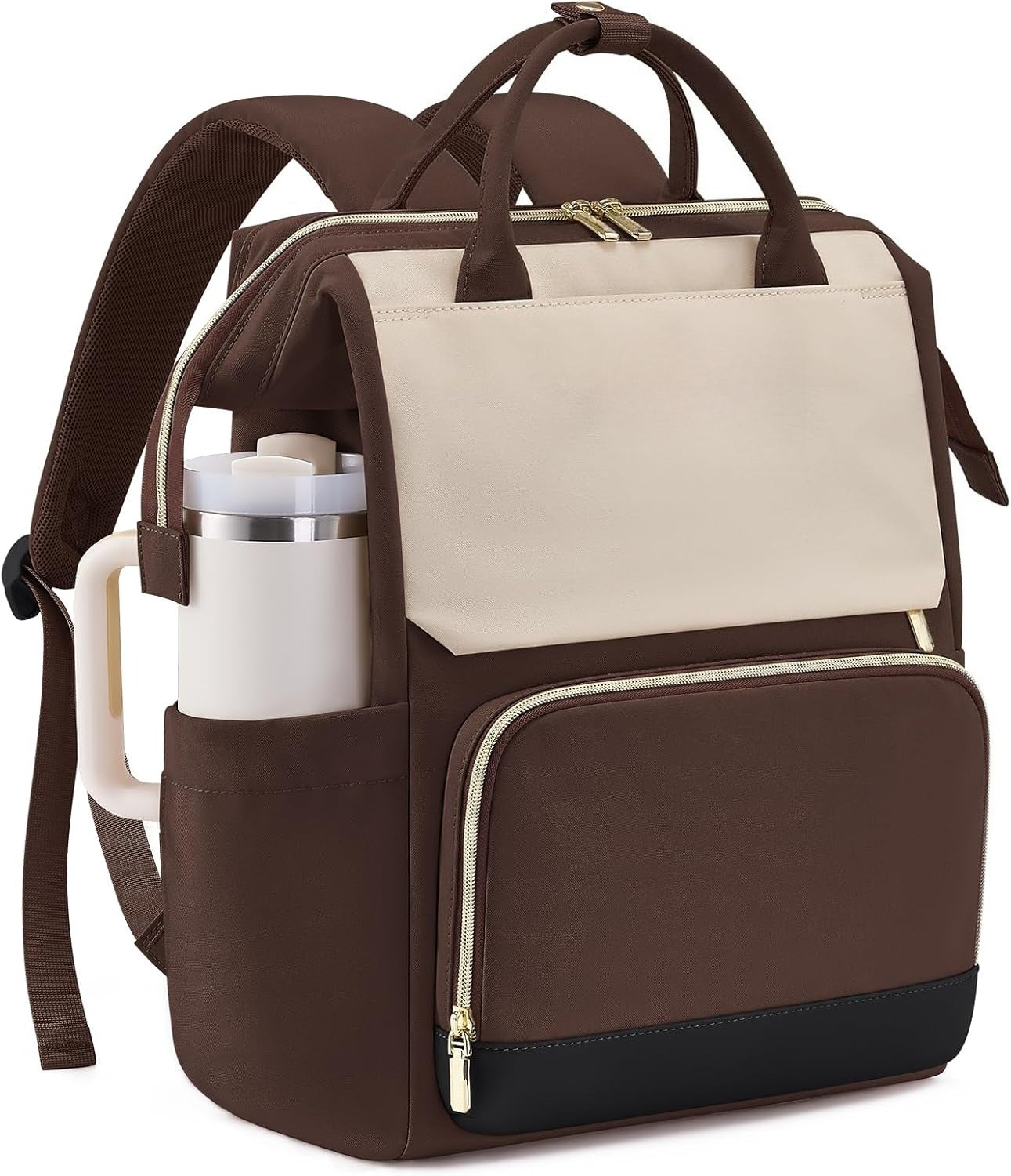 Laptop Backpack for Women with Giant Tumbler Holder Pocket, 15.6 inch Travel Work Backpack