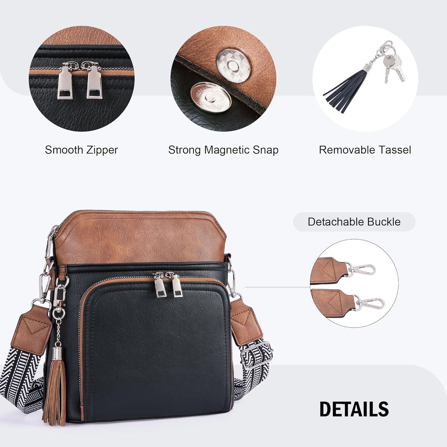 Crossbody Purse for Women Vegan Leather Medium Crossbody Wallet Bag for Travel Women Shoulder Handbags