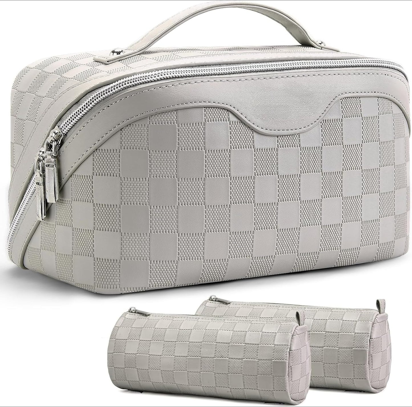 Travel Makeup Bag : 3 count Set Make up Bags for Women with Handle -  with Compartments
