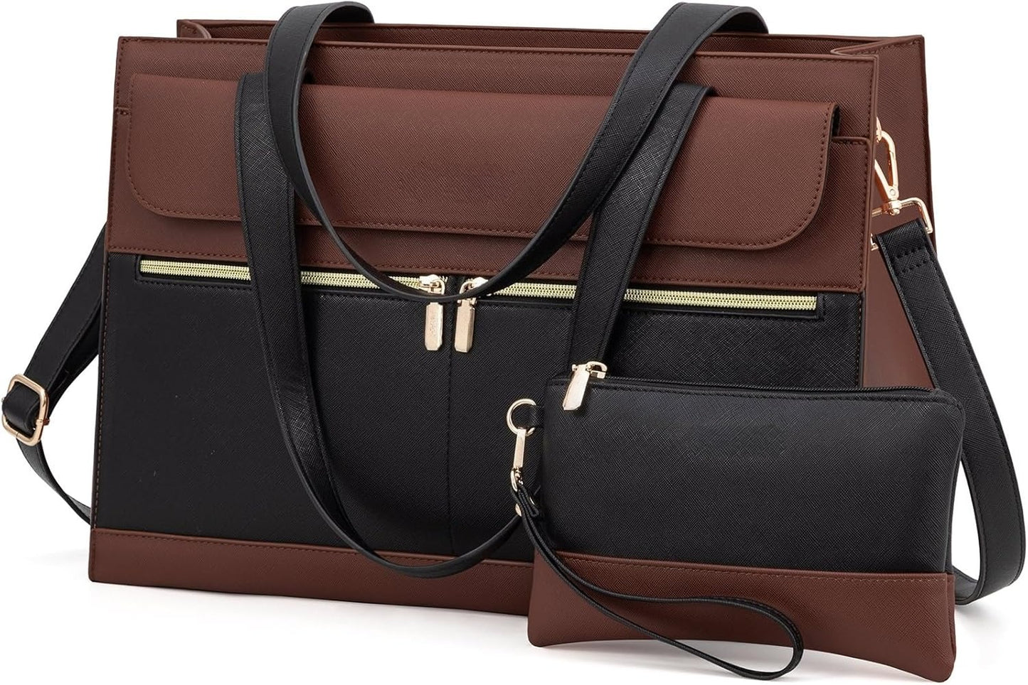 for Women 15.6 Inch Tote Work Professional Leather Computer Briefcase Waterproof Handbag Shoulder Large