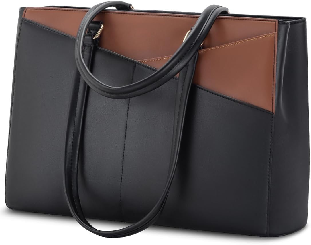Laptop Tote Bag for Women 15.6 Inch Waterproof Leather Computer Bags Business Office Work Briefcase