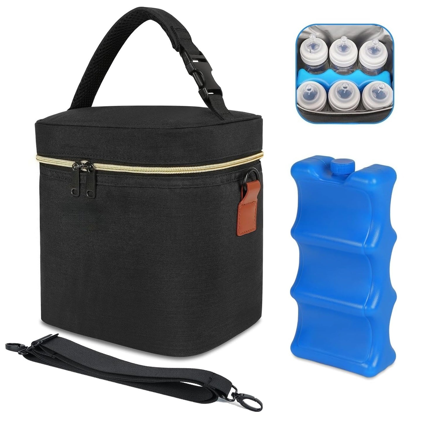 Breastmilk Cooler Bag with Ice Pack,  Bottle Bag, Breast Milk Cooler on The go with Strap