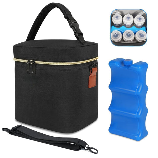Breastmilk Cooler Bag with Ice Pack,  Bottle Bag, Breast Milk Cooler on The go with Strap