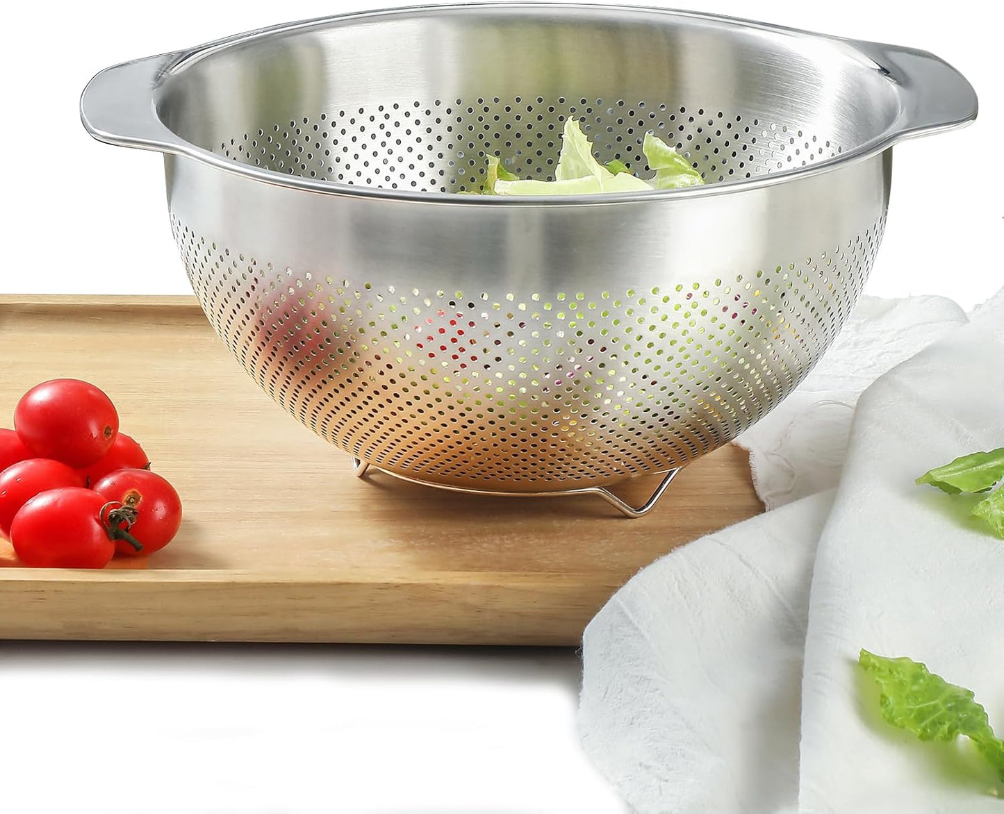 18/8 Stainless Steel Microwell Colander,  Fruits, Rice, and Pasta