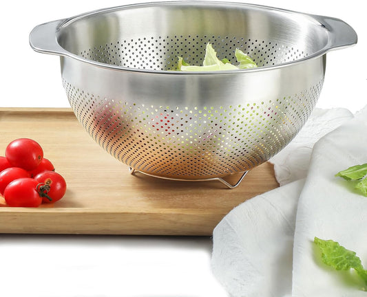 18/8 Stainless Steel Microwell Colander,  Fruits, Rice, and Pasta
