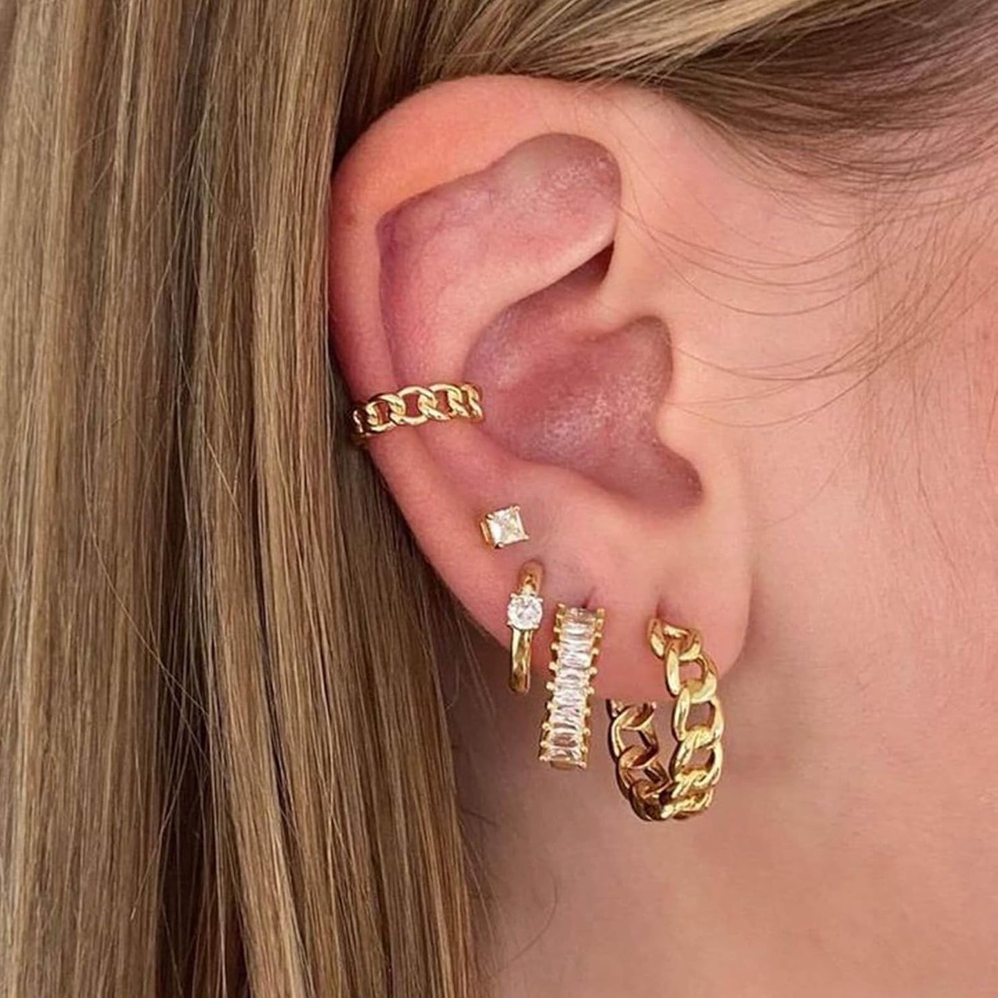 Gold Hoop Earrings Set for Women, 12 Pairs Large/Big Thin Thick Gold Hoops Earrings Loop Pack for Jewelry Gift 40mm/50mm