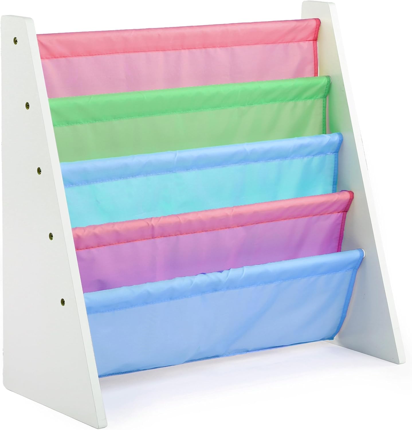 4-Tier  Bookshelf,  Wood/White - Premium Book Shelf   Rooms with Four Deep Pockets