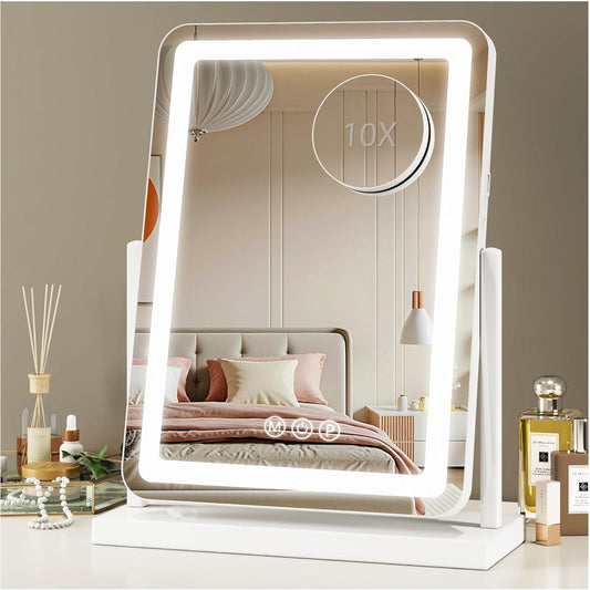 Vanity Mirror with Lights, 18"x13" Lighted  Smart Touch Control 360° Rotation Detachable