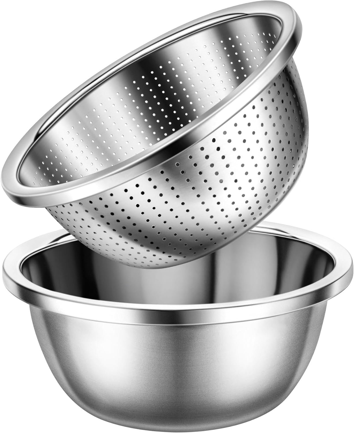 Colander 304 Stainless Steel 3-quart with Mixing Bowls, Dishwasher Safe. (2PC)
