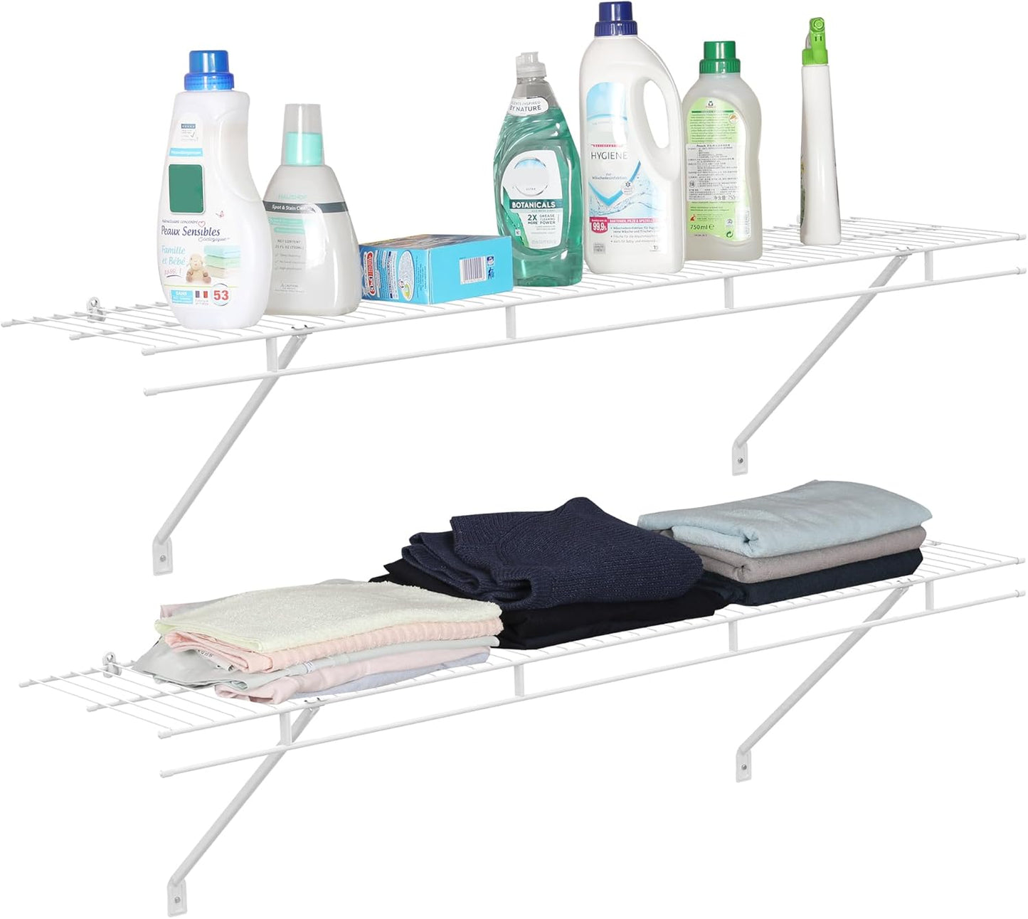 Closet Shelves Wall Mounted 4-Pack, 4 ft x 12in White Wire Shelving