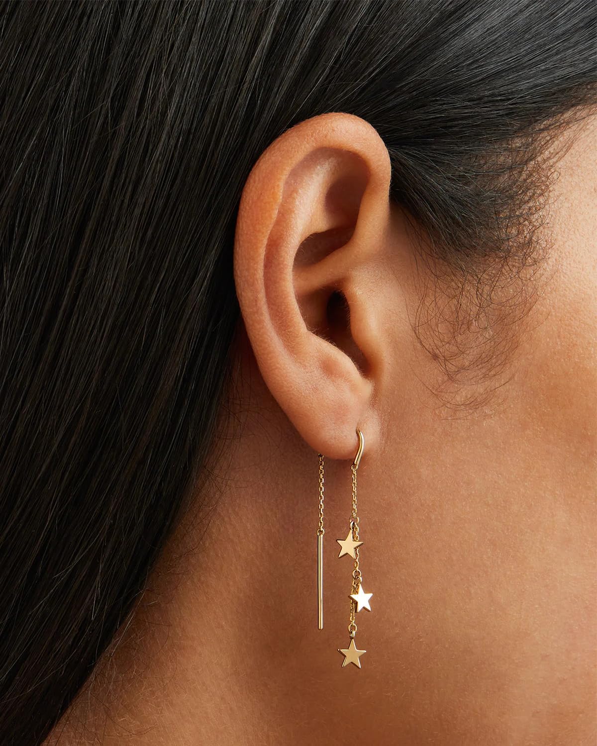 Dangle Threader Earrings for Women: Dainty 14k Gold Plated Drop Long Chain Earrings Trendy  Non Tarnish Elegant Cubic